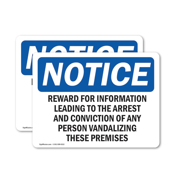 Signmission Reward For Information Leading To The Arrest, 7 in W x Rectangle, Vinyl Decal OS-2PACK-NS-D-57-L-18102 - main